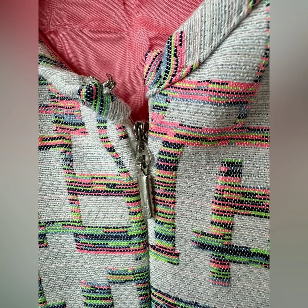 Trina Turk Patsy Halter Dress - Size 4 - Rainbow Geometric Pattern - Fringe Trim